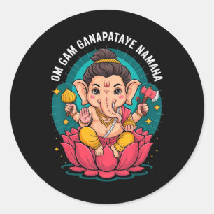 Hindu Ganesha Puja Elephant God India Meditation Y Classic Round Sticker