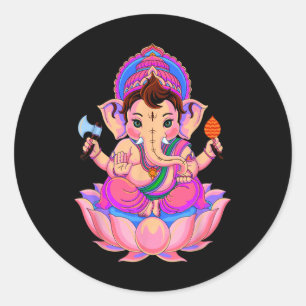 Hindu Ganesha Puja Elephant God India Meditation Y Classic Round Sticker