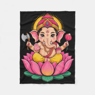 Hindu Ganesha Puja Elephant God India Meditation Y Fleece Blanket