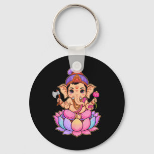 Hindu Ganesha Puja Elephant God India Meditation Y Keychain