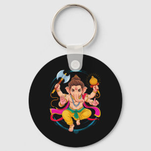 Hindu Ganesha Puja Elephant God India Meditation Y Keychain