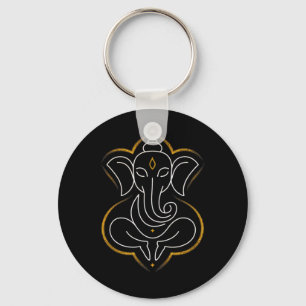 Hindu Ganesha Puja Elephant God India Meditation Y Keychain