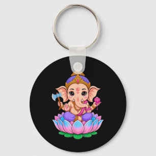 Hindu Ganesha Puja Elephant God India Meditation Y Keychain