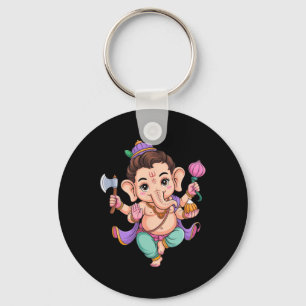 Hindu Ganesha Puja Elephant God India Meditation Y Keychain