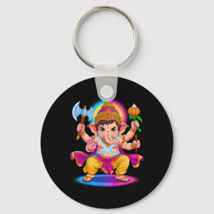 Hindu Ganesha Puja Elephant God India Meditation Y Keychain