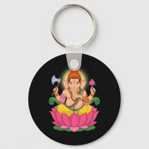 Hindu Ganesha Puja Elephant God India Meditation Y Keychain