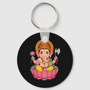 Hindu Ganesha Puja Elephant God India Meditation Y Keychain
