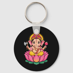 Hindu Ganesha Puja Elephant God India Meditation Y Keychain
