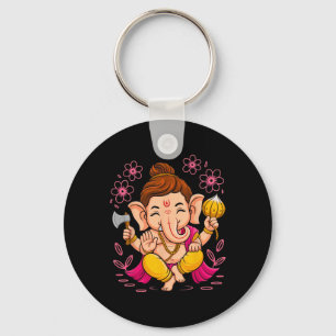 Hindu Ganesha Puja Elephant God India Meditation Y Keychain