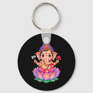 Hindu Ganesha Puja Elephant God India Meditation Y Keychain