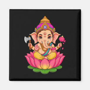 Hindu Ganesha Puja Elephant God India Meditation Y Magnet