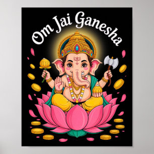 Hindu Ganesha Puja Elephant God India Meditation Y Poster