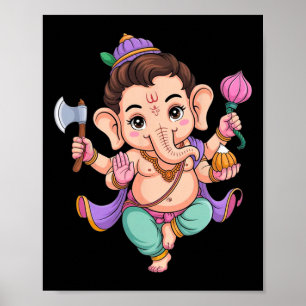 Hindu Ganesha Puja Elephant God India Meditation Y Poster