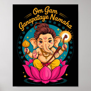 Hindu Ganesha Puja Elephant God India Meditation Y Poster
