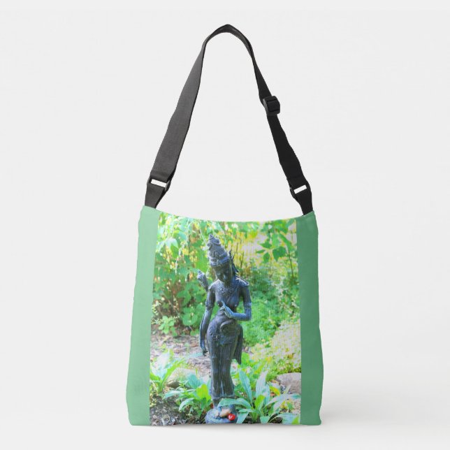 hindu garden deity green crossbody bag (Front)