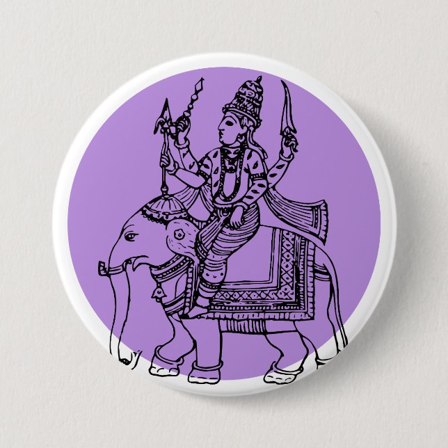 Hindu God 3 Inch Round Button (Front)