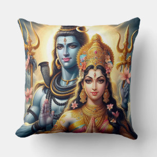 Hindu God and Goddess Shiva and Parvati Pillow