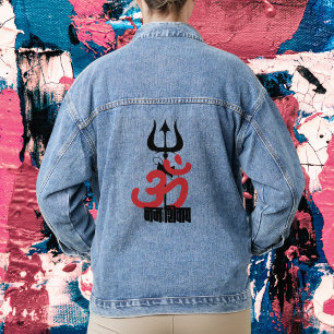 Hindu God Shiva Om Namah Shivay with Trident OM Denim Jacket