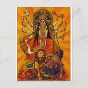 HINDU GODDESS DURGA VICTORY OVER EVIL POSTCARD