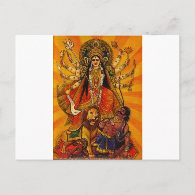 HINDU GODDESS DURGA VICTORY OVER EVIL POSTCARD (Front)