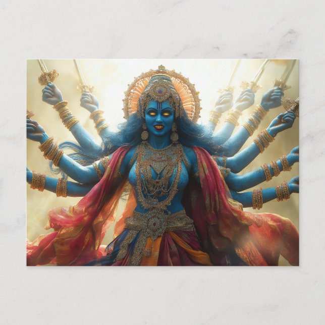 Hindu Goddess Kali Portrait Painting Shakti Art Postcard (Front)