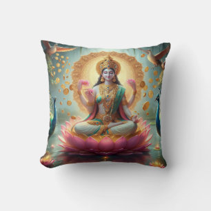 Hindu Goddess Lakshmi / Laxmi Pillow w/ Om design