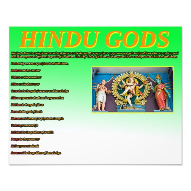 Hindu Gods Photo Print (Front)