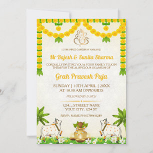 Hindu Graha Pravesh Puja Invitation Card
