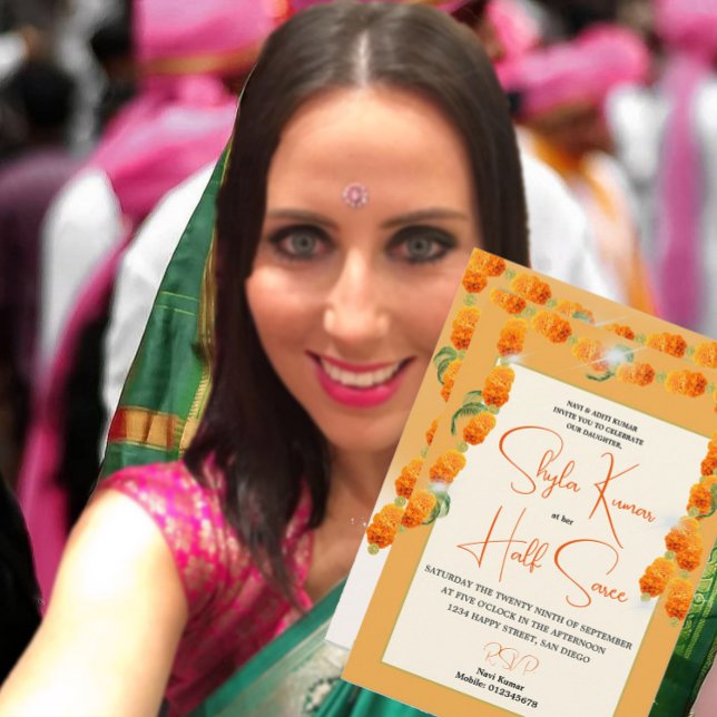 Hindu Half Saree Ceremony Floral Invitation (Creator Uploaded)