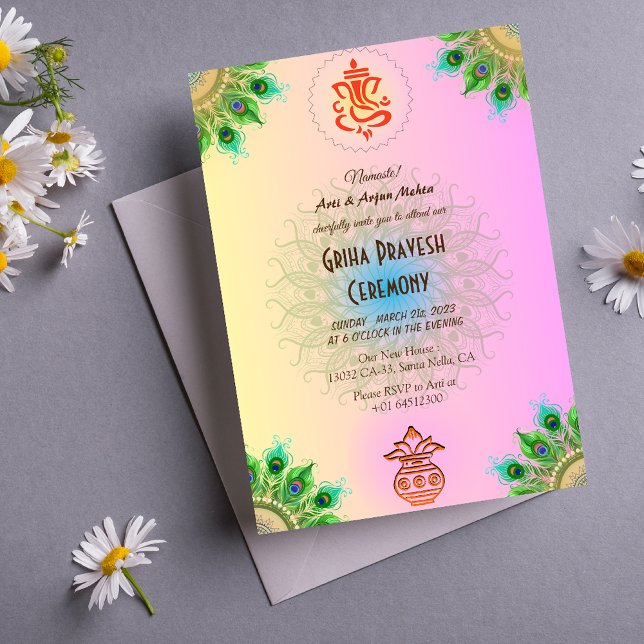 Hindu House Warming Griha Pravesh Intricate Design Invitation (Creator Uploaded)