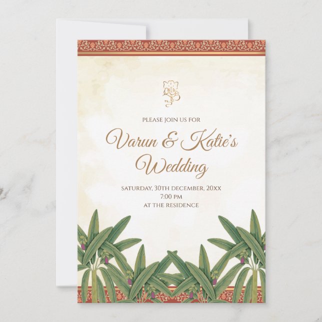 Hindu invitation as Hindu wedding invite (Front)