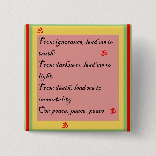 Hindu Mantra Om 2 Inch Square Button (Front)