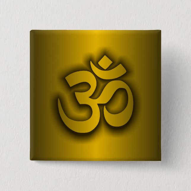 Hindu "Om" 2 Inch Square Button (Front)