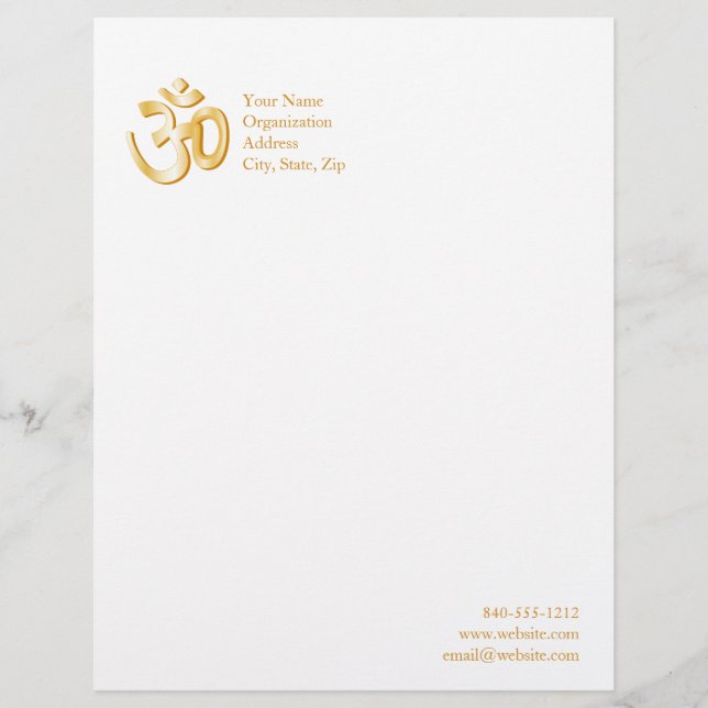 Hindu Om Symbol 8.5" x 11" Letterhead (Front)
