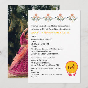 Hindu Pre Wedding Indian Haldi Ceremony  Invitation