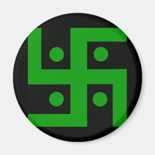 Hindu swastika (green on black background) magnet