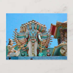 Hindu temple, statue of goddesse postcard