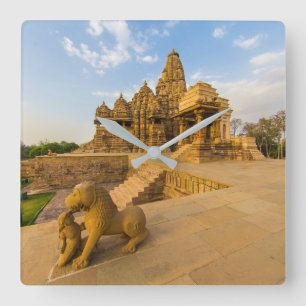 Hindu Temples at Khajuraho Square Wall Clock