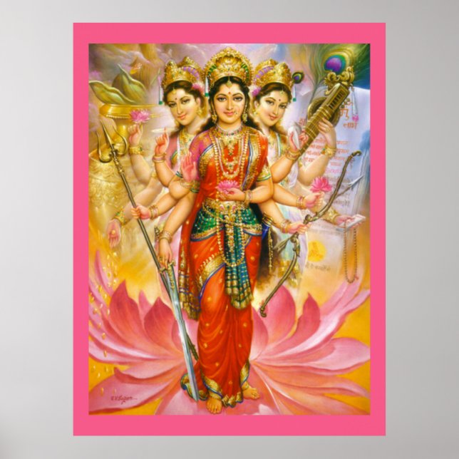 Hindu Three Goddesses Large Canvas Print (Front)
