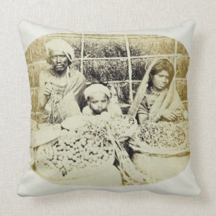 Hindu Vegetable and Fruit Sellers in Madras, 19th Throw Pillow