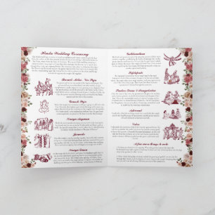Hindu Wedding Ceremony (Gold Red Pink) Folded Program