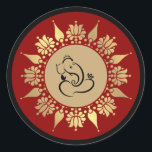 Hindu Wedding Ganesha  Classic Round Sticker<br><div class="desc">Hindu Wedding Ganesha Classic Round Sticker features decorative gold flower with Ganapati image.A perfect ganpati sticker for wedding card.Kindly visit my store " loveyouart"  for other or similar designs .</div>