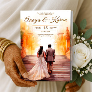 Hindu Wedding Program Watercolor Indian Ceremony