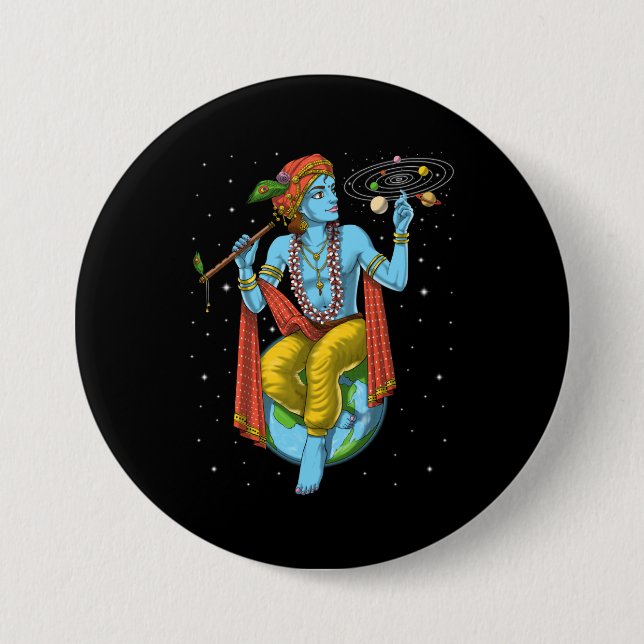 Hinduism Lord Krishna 3 Inch Round Button (Front)