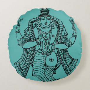 Hinduism: Vishnu Round Pillow
