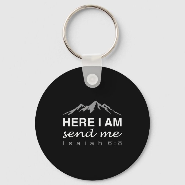 Hineni Here I Am Send Me Christians Hebrew Words  Keychain (Front)