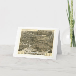 Hingham, MA Panoramic Map-1885 Card