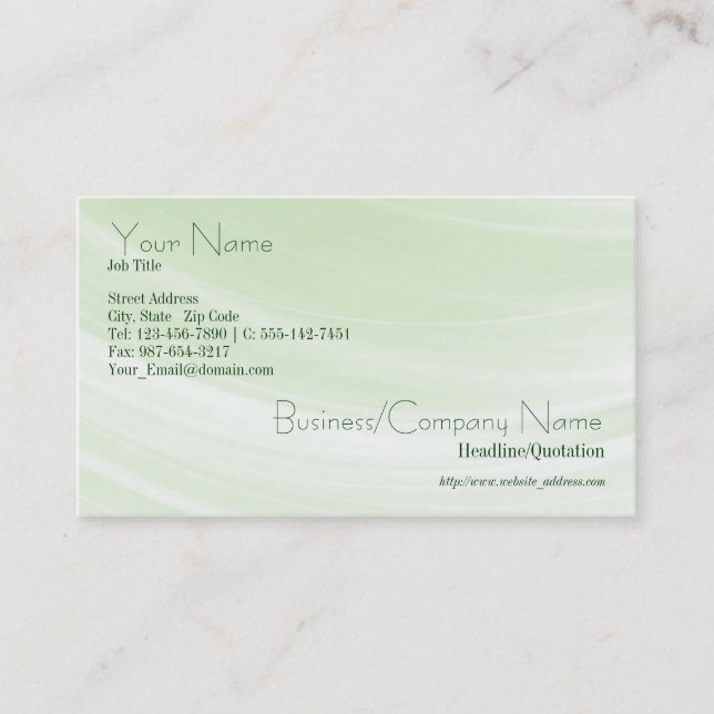 Hint Of Green Business Card (Front)