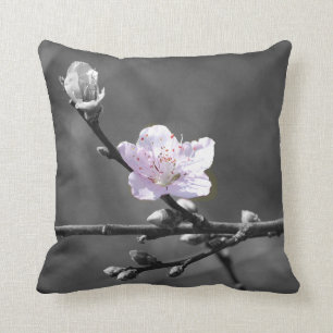 Hint of Pink Cherry Blossom Throw Pillow