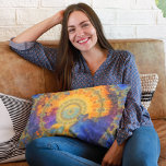 Hintergrund Mandala Lumbar Pillow<br><div class="desc">21” x 13” pillow with a beautiful image,  on both sides,  of a centre light blue fractal mandala surrounded by splashes of bright orange,  yellow,  purple and blue. See the entire Mandalas Pillow collection in the HOME section.</div>